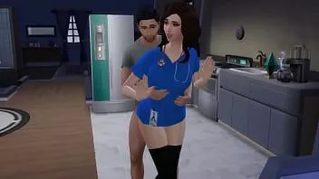 播放 青少年护士从她的继兄弟（sims4）那里得到三倍的饼